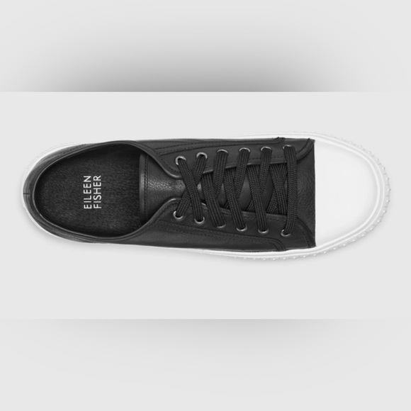 EILEEN FISHER Nod Black Leather Sneakers - Picture 4 of 11